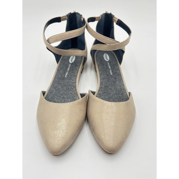 Memory Foam Shoes - Dr Scholl's Nude Ankle Strap Flats Pointed Toe Memory Foam Shoes Women 9.5